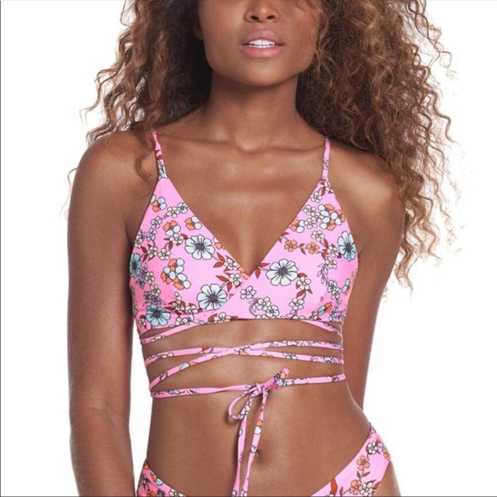 Shining Dahlia Helen Lace Up Bralette Bikini Top
